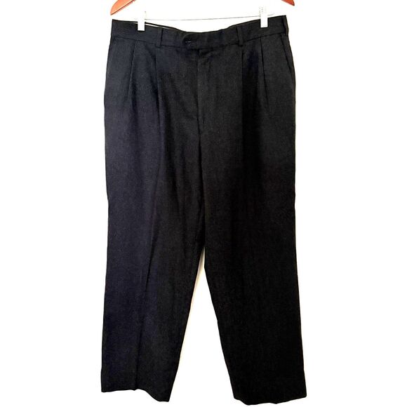 VTG Bachrach Gray Wool Cashmere Dress Pants Front Pleat Classic Mens Trousers 36 - Picture 1 of 9